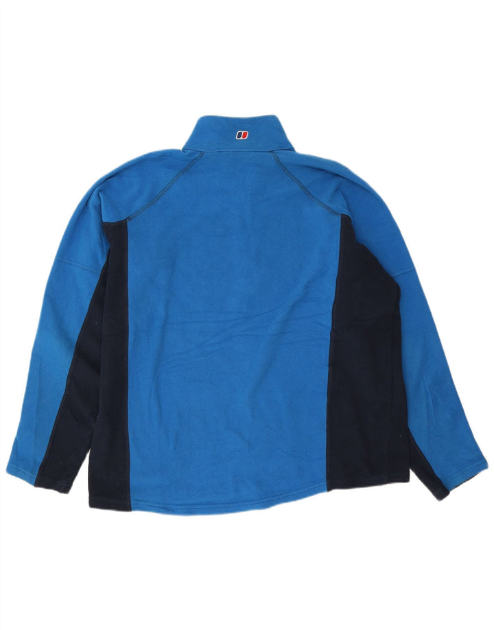 Berghaus Suéter masculino de lã com zíper e gola XL azul colorblock poliéster