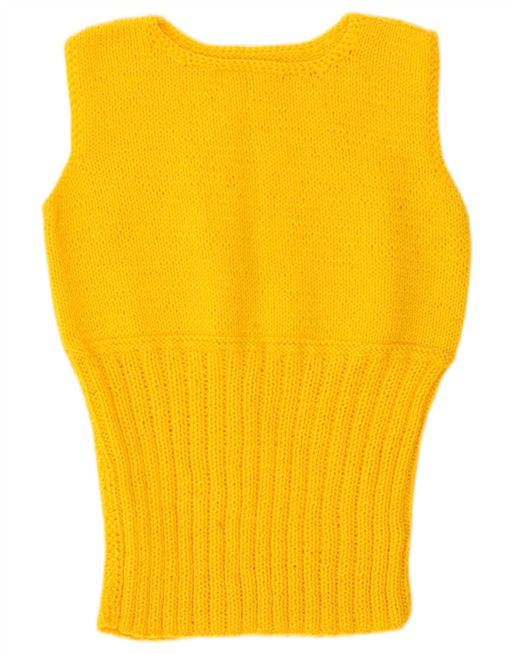 Colete feminino vintage regata UK 12 médio amarelo retrô