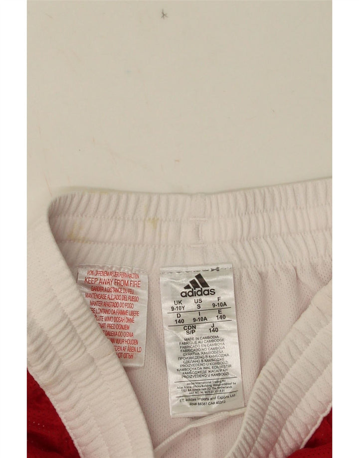 Shorts esportivos masculinos Adidas 9-10 anos poliéster colorblock vermelho
