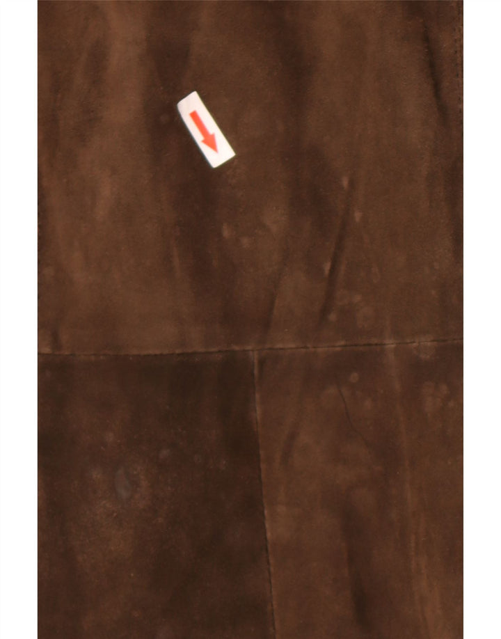 Casaco feminino vintage de camurça com peito duplo Reino Unido 16 grande marrom