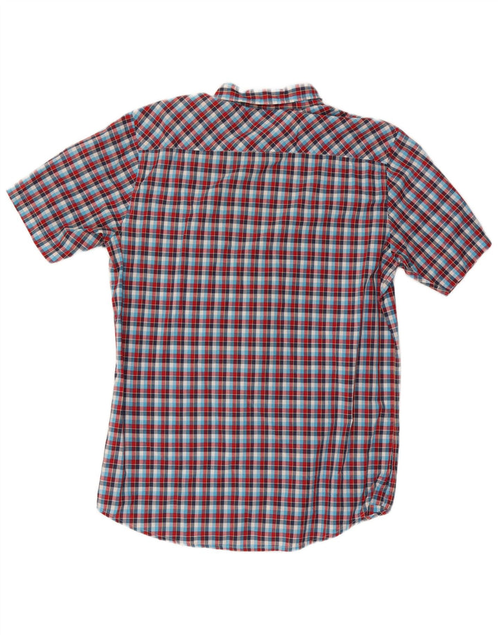 Camisa masculina Quiksilver de manga curta grande algodão guingão multicolorido