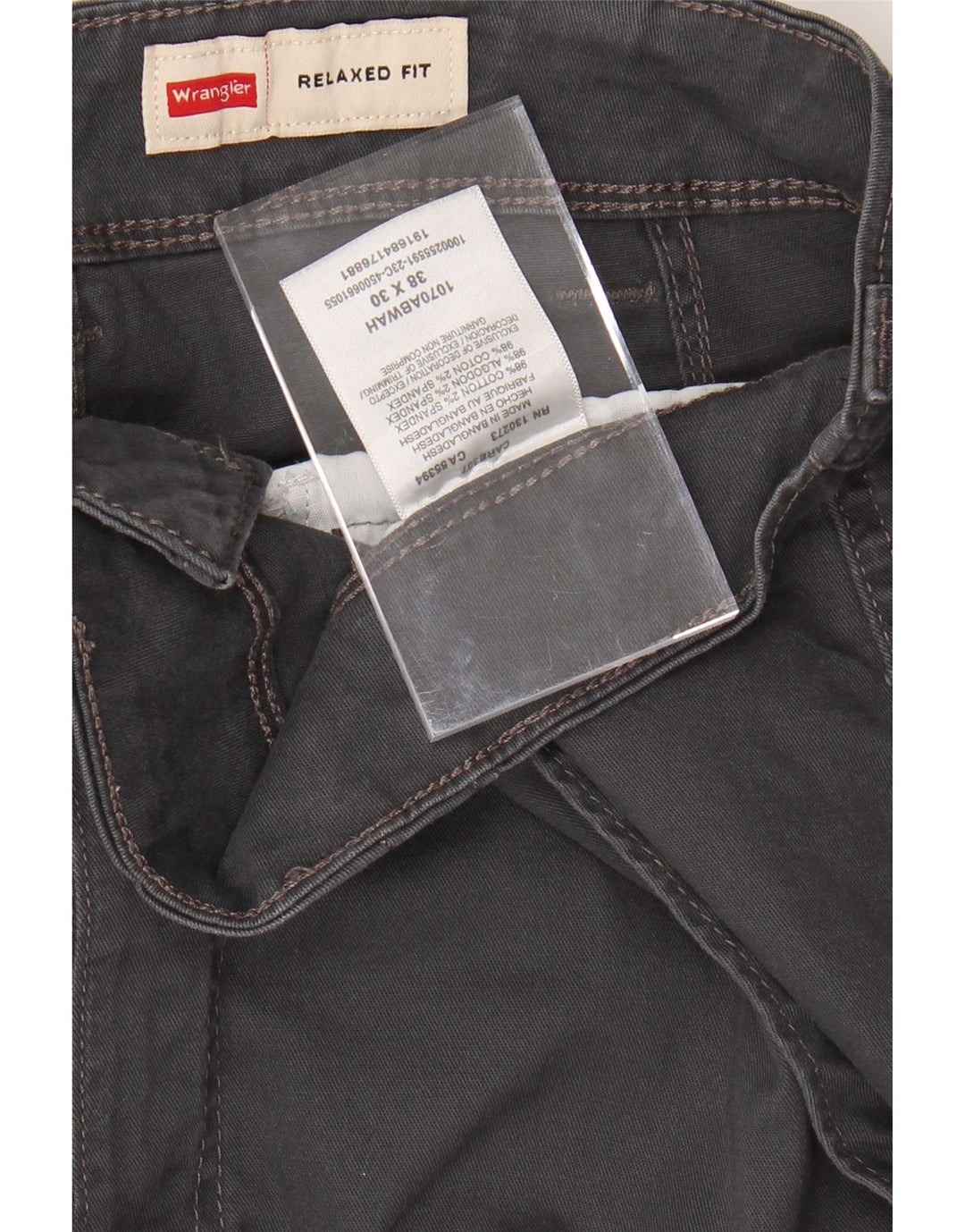 Calça cargo masculina WRANGLER com ajuste relaxado W38 L27 algodão cinza