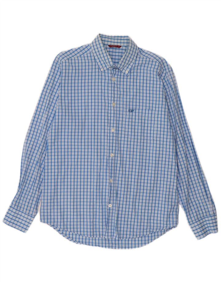 Camisa masculina Carrera de algodão xadrez azul médio