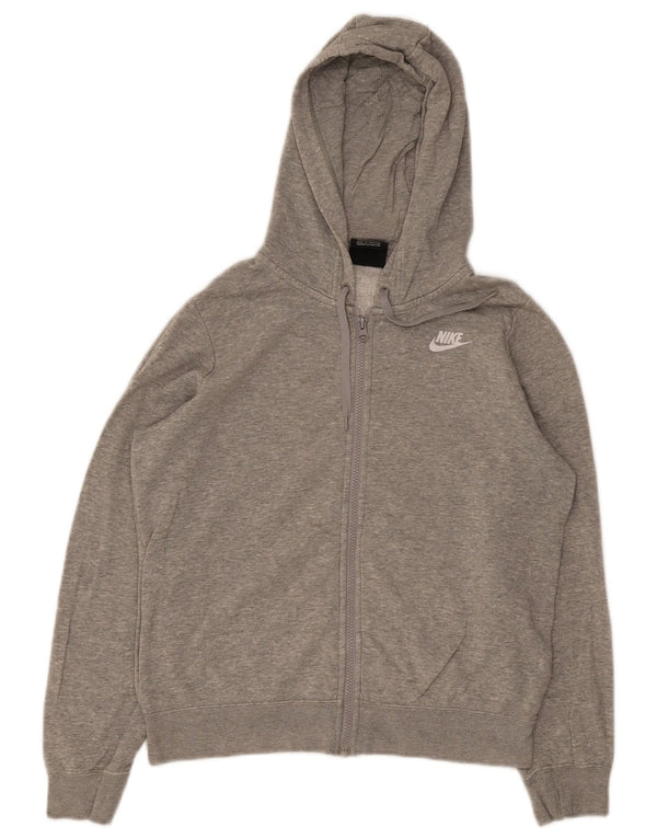 Suéter Nike feminino com capuz e zíper grande UK 10 pequeno algodão cinza