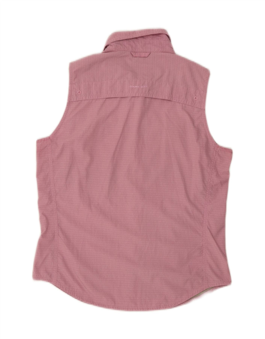 Camisa feminina sem mangas Columbia UK 10 poliéster xadrez rosa pequeno