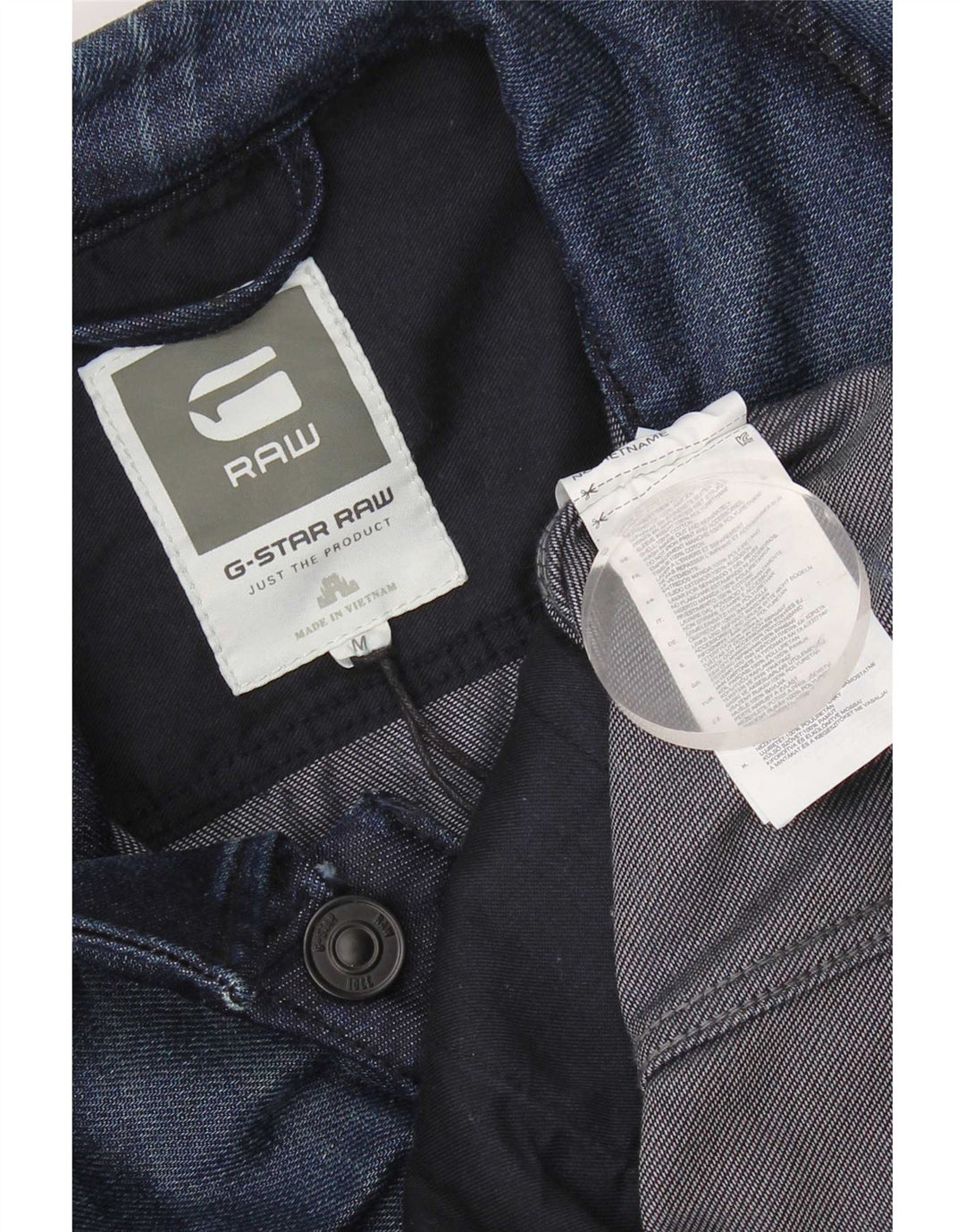 Jaqueta jeans feminina G-Star Reino Unido 12 algodão colorblock azul marinho médio