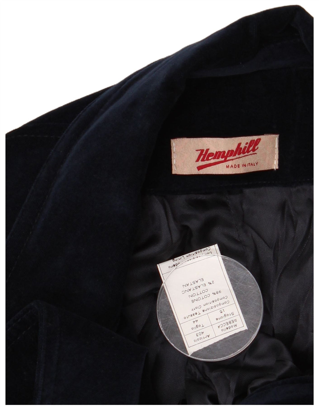 Jaqueta blazer feminina vintage de veludo com 2 botões IT 44 algodão azul marinho médio