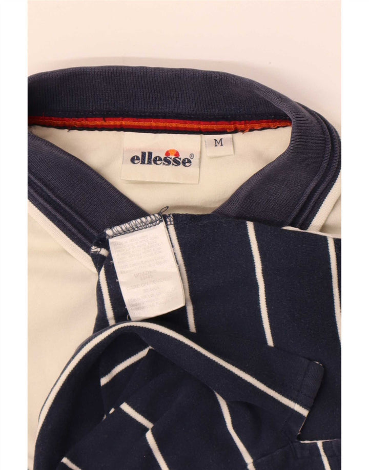 Camisa polo masculina Ellesse de algodão listrado azul marinho médio