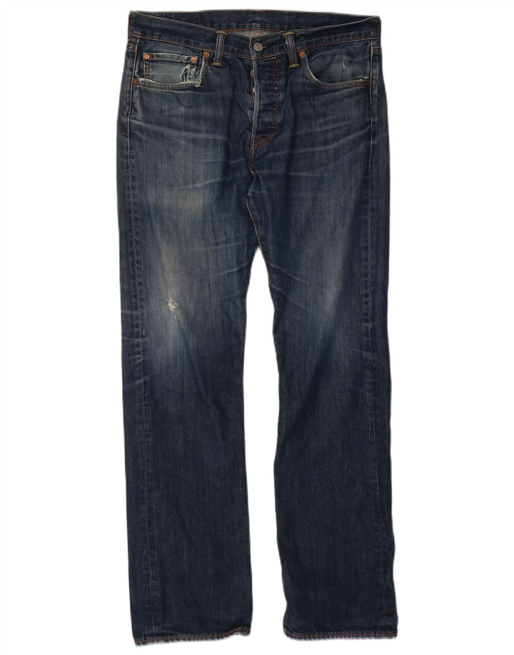 Calça Jeans Levis Masculina 501 Distressed Straight W32 L32 Azul Algodão