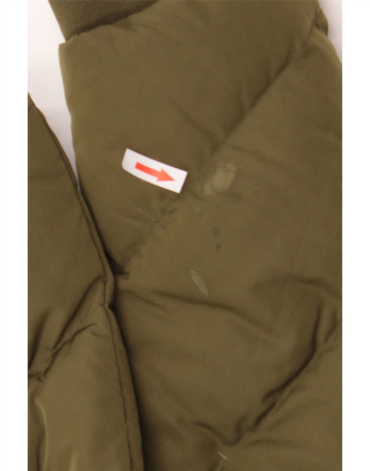 Jaqueta feminina acolchoada gráfica Guess UK 12 poliéster cáqui médio