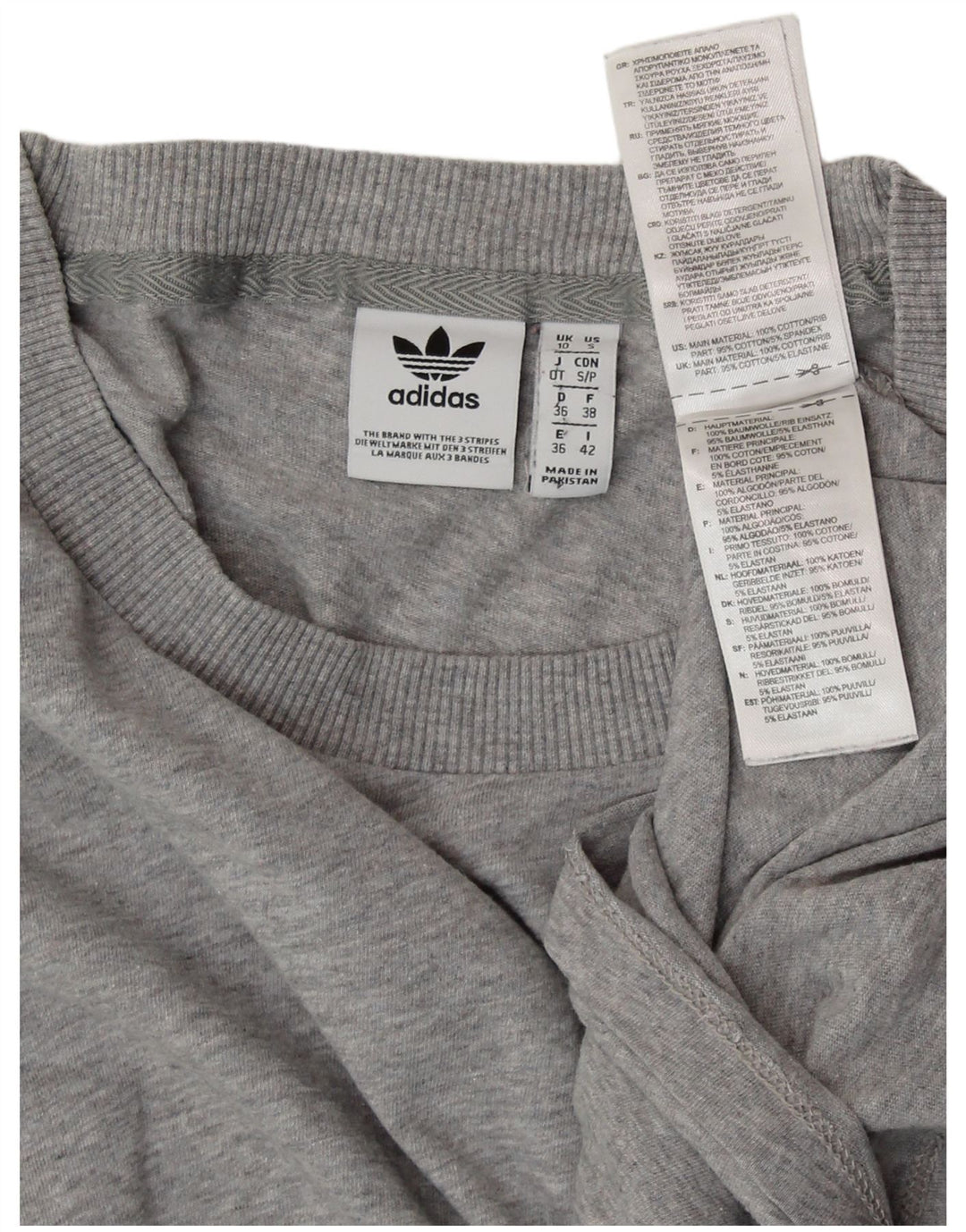 ADIDAS Camiseta Feminina Oversized Top UK 10 Pequeno Algodão Cinza