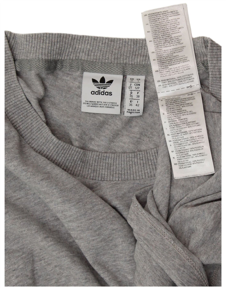 ADIDAS Camiseta Feminina Oversized Top UK 10 Pequeno Algodão Cinza