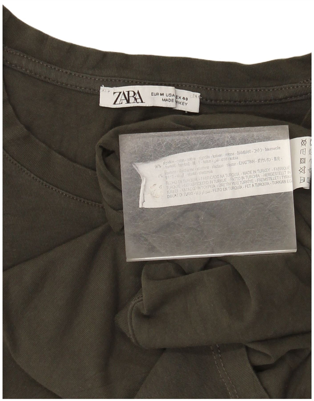 Camiseta masculina Zara Top médio de algodão marrom