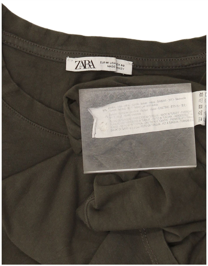 Camiseta masculina Zara Top médio de algodão marrom