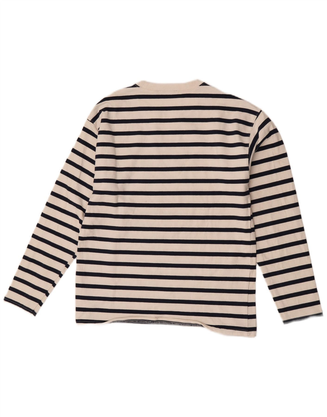 Top feminino Zara de manga comprida UK 12 listrado branco médio