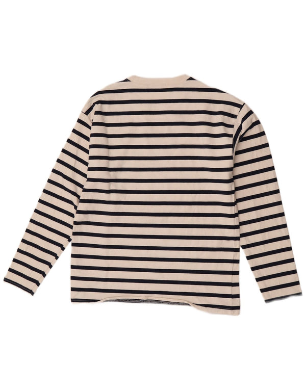 Zara Womens Top Long Sleeve UK 12 Medium White Striped