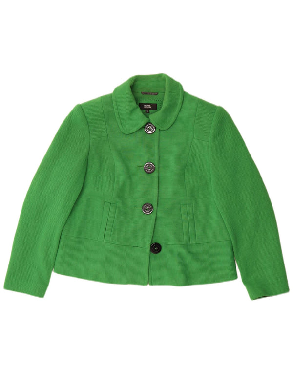 Jaqueta blazer feminina Marks & Spencer com 4 botões Reino Unido 16 grande poliéster verde