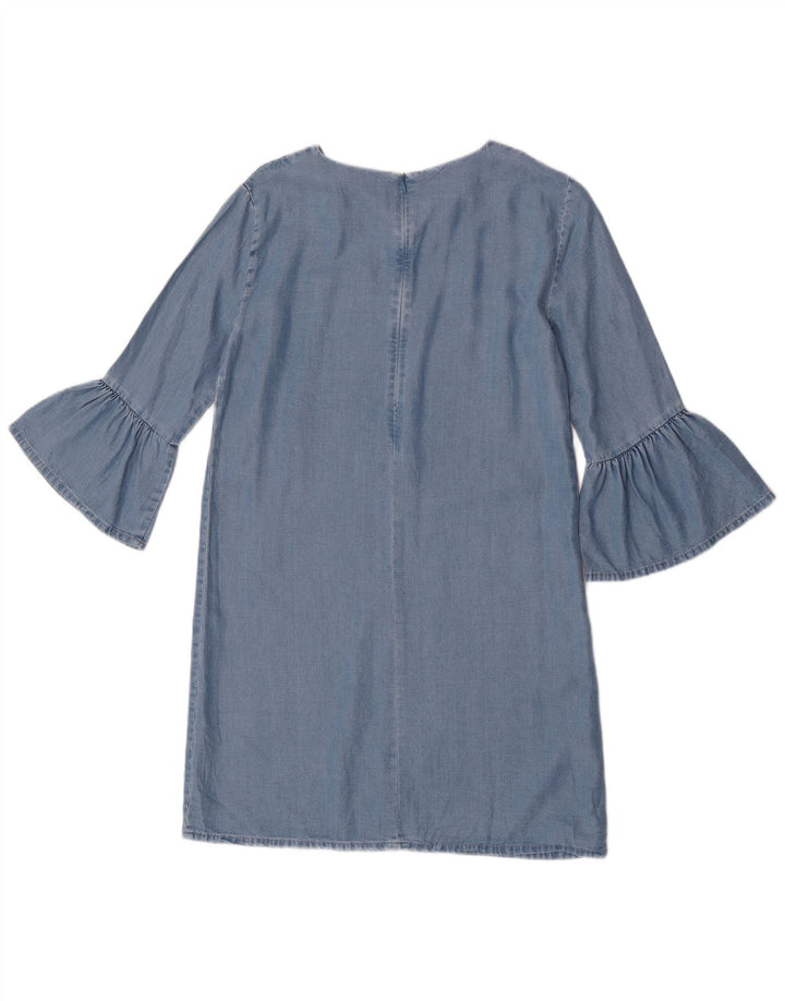 Vestido feminino Zara manga 3/4, Reino Unido 10 pequeno azul Lyocell