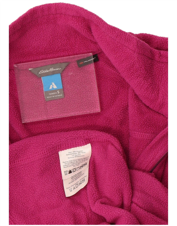 EDDIE BAUER Suéter feminino Polartec de lã com gola e zíper Reino Unido 10 pequeno rosa