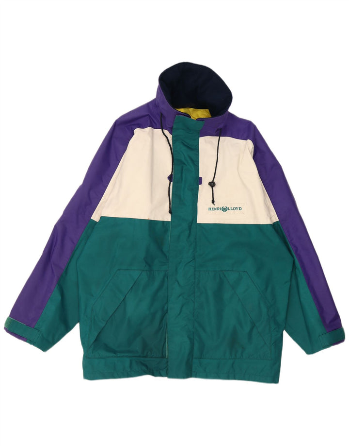 Jaqueta de chuva feminina Henri Lloyd UK 40 grande bloco colorido multicolorido