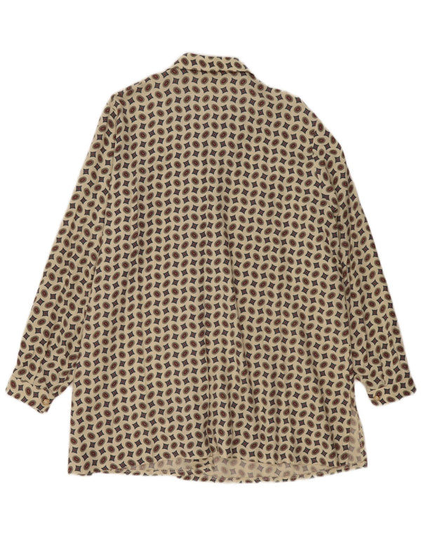 Vestido camisa feminino vintage UK 18 XL bege geométrico