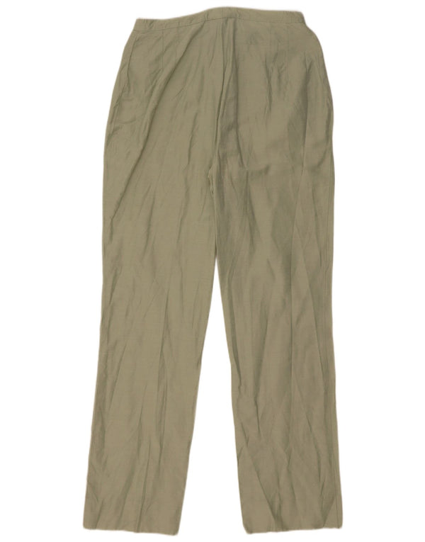 Calça casual reta feminina Max & Co. Reino Unido 14 grande W34 L31 linho verde