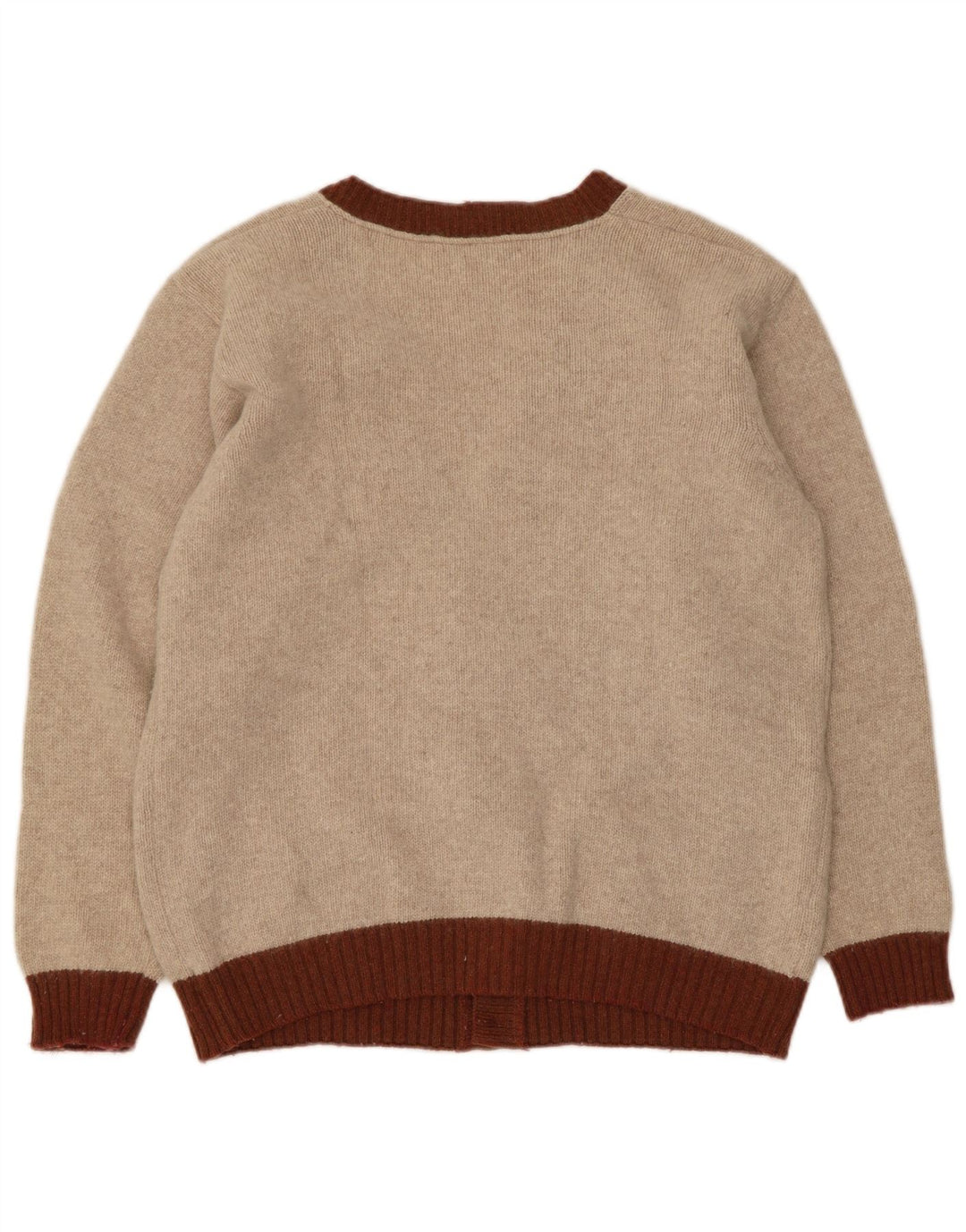 Suéter cardigã masculino vintage pequeno bege argyle/lã diamante