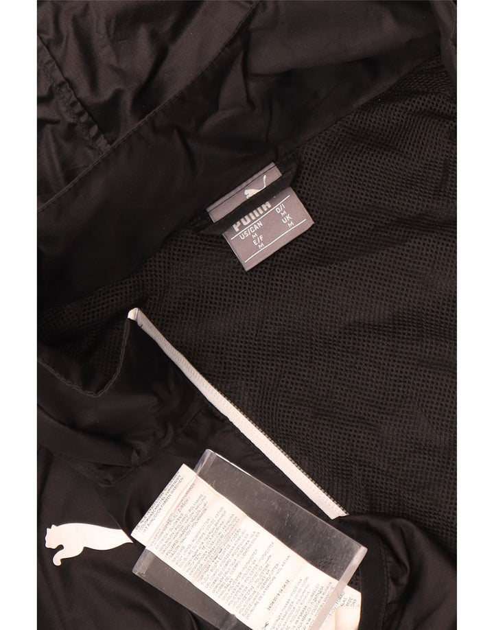 Jaqueta de chuva masculina PUMA com capuz UK 38 poliéster preto médio
