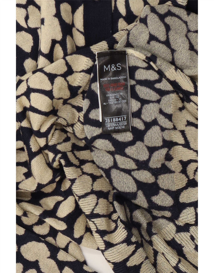 Suéter cardigã feminino Marks & Spencer UK 14 médio preto geométrico