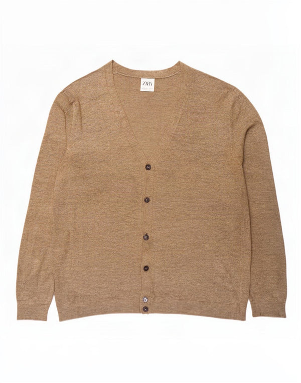 Suéter cardigã masculino Zara grande bege