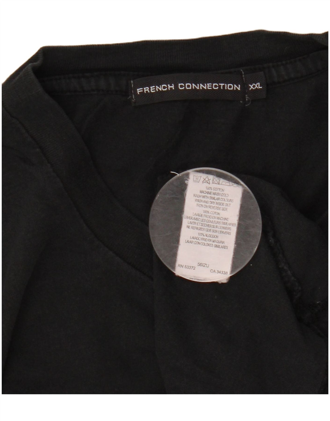 Camiseta gráfica masculina French Connection Top 2XL algodão preto