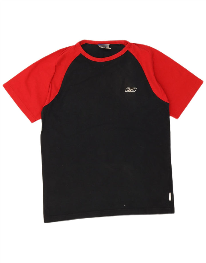 Reebok Mens T-Shirt Top Pequeno Algodão Colorblock Preto