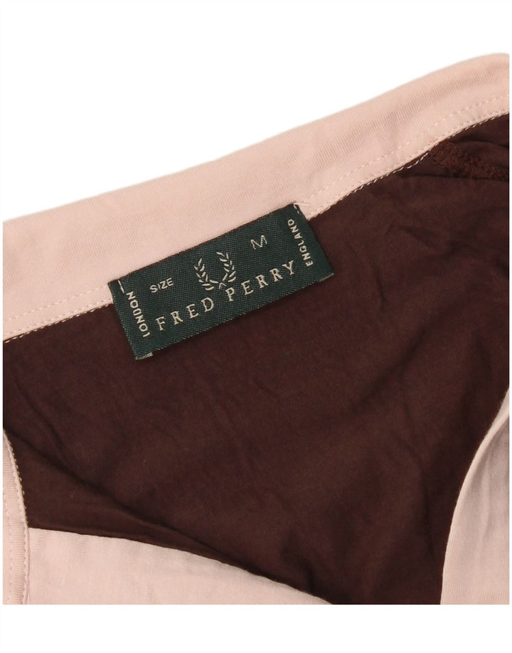 Camisa polo feminina Fred Perry Reino Unido 12 bloco colorido marrom médio