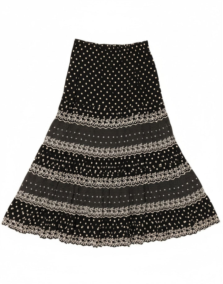 Saia cigana feminina vintage W28 média preta manchada