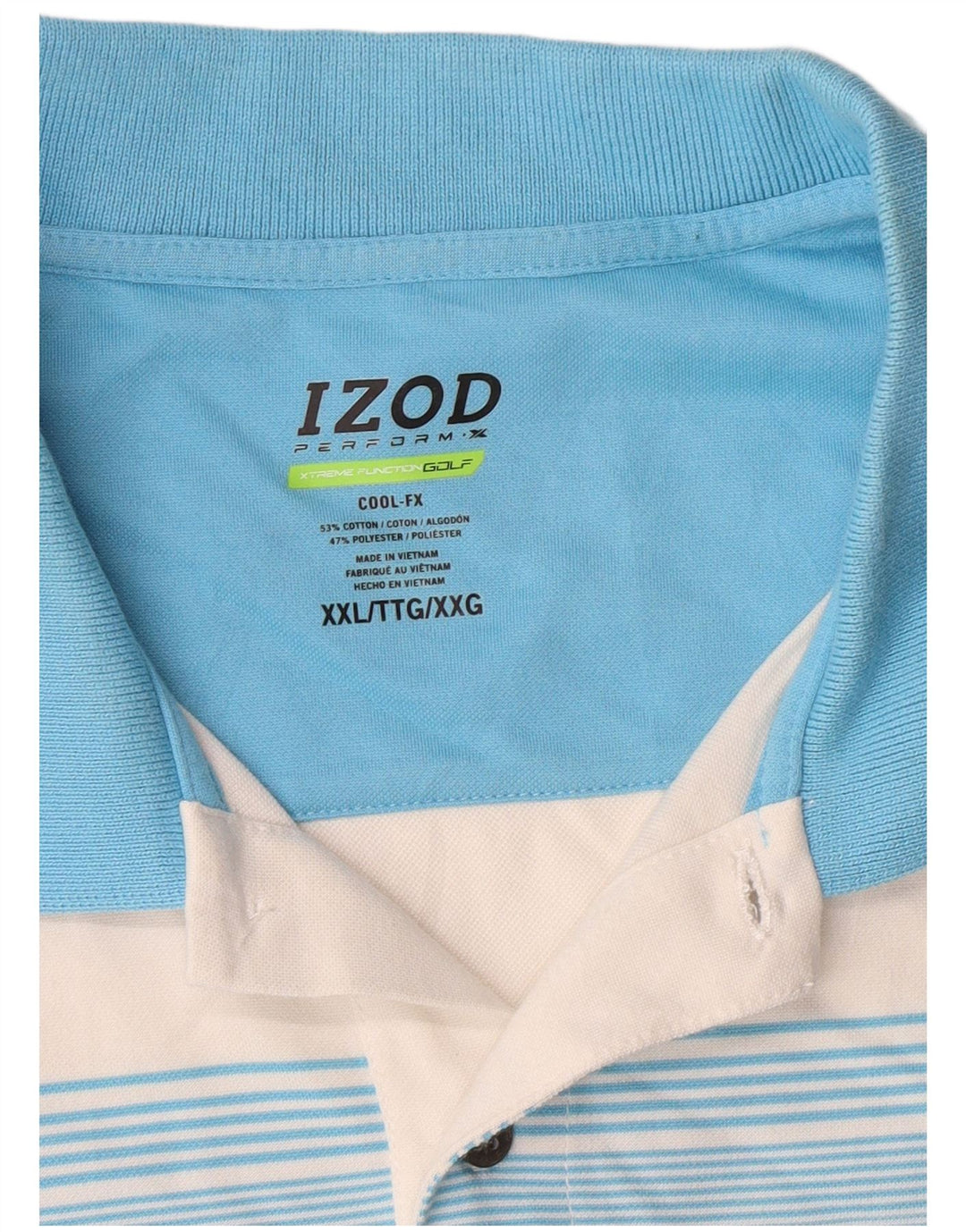 Camisa polo masculina de golfe Izod 2XL algodão listrado multicolorido