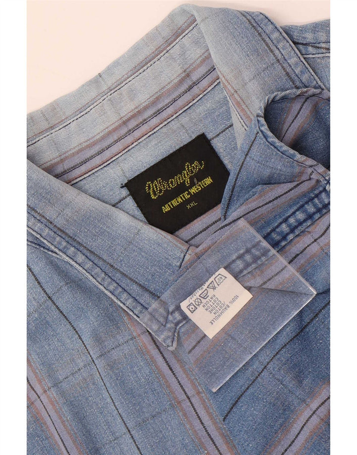 Wrangler Camisa masculina ocidental 2XL algodão xadrez azul