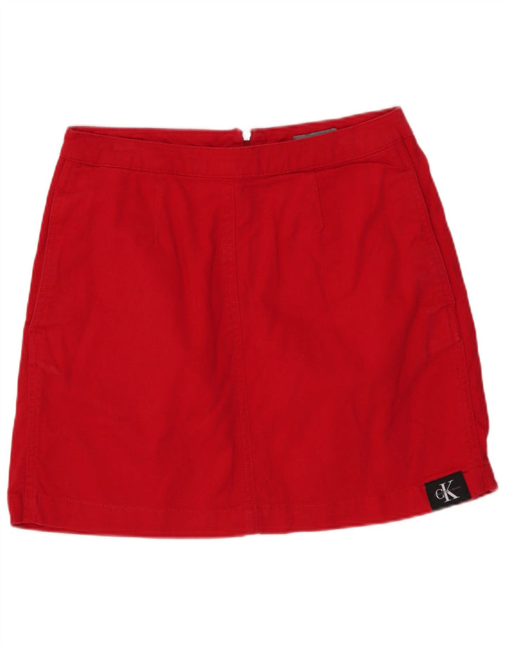 Saia jeans feminina CALVIN KLEIN W27 pequeno algodão vermelho