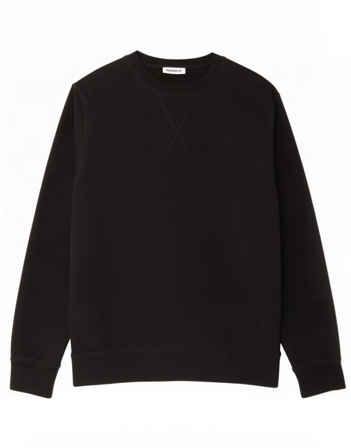 Suéter masculino Marks & Spencer de ajuste regular, algodão preto médio