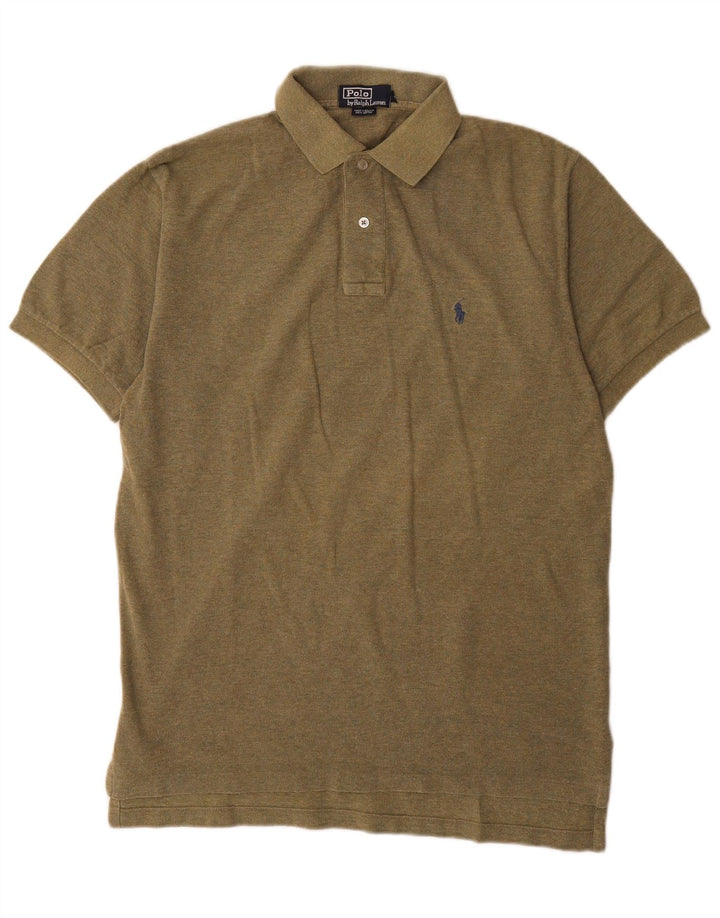 Camisa polo masculina Polo Ralph Lauren de algodão cáqui médio