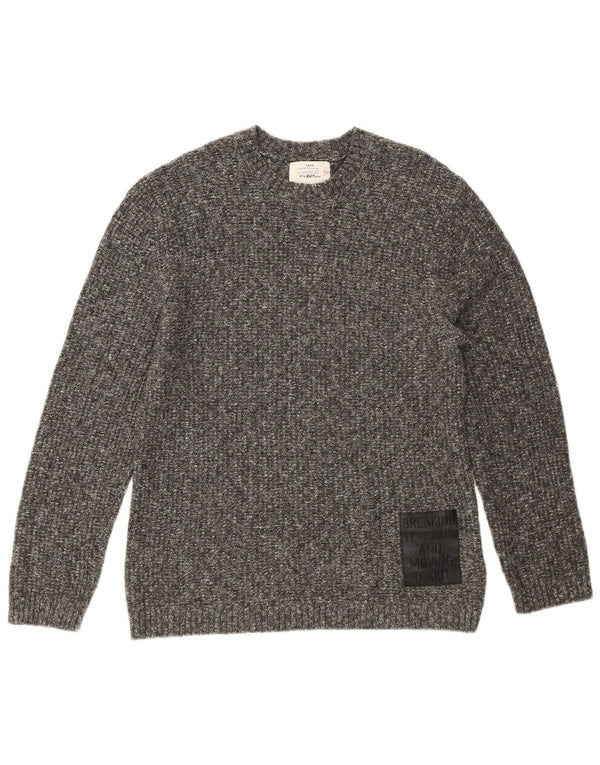 Suéter Zara Boys com gola redonda 11-12 anos algodão manchado cinza