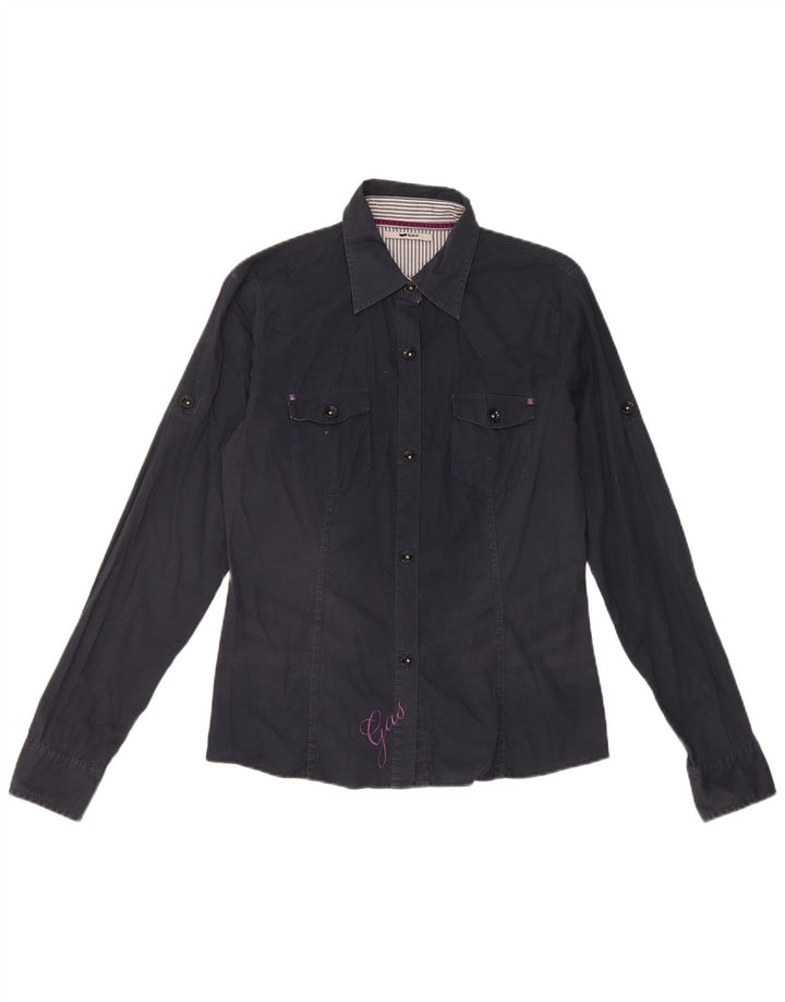 Camisa feminina Gas UK 12 algodão azul marinho médio