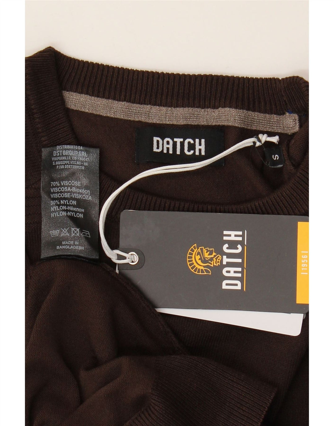 Suéter masculino DATCH com gola redonda e viscose marrom pequena