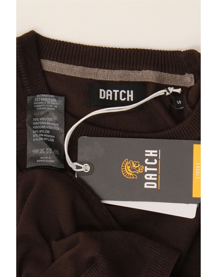 Suéter masculino DATCH com gola redonda e viscose marrom pequena