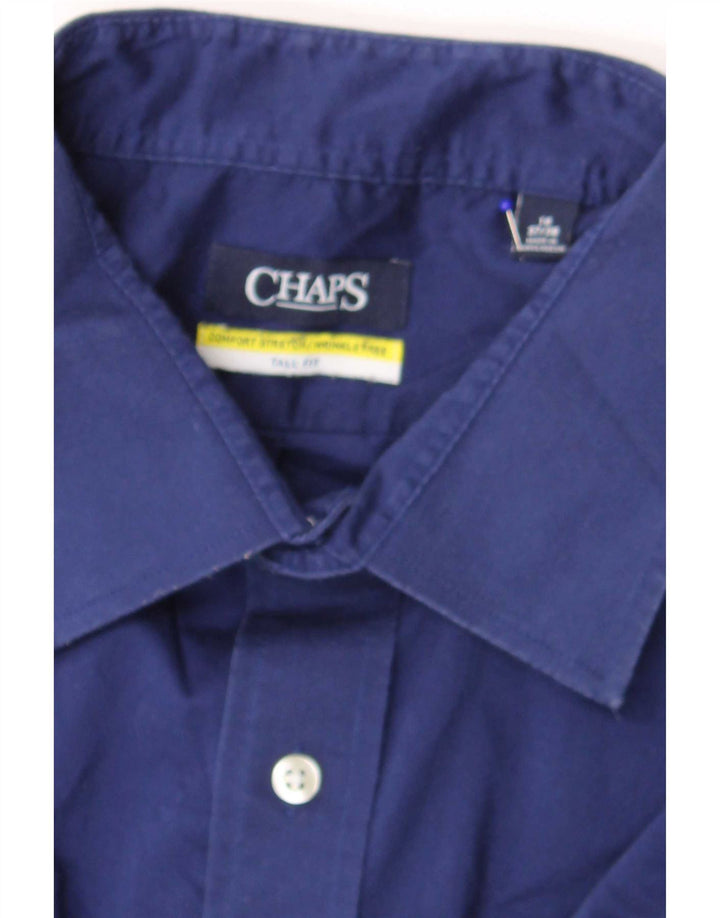 Camisa alta masculina Chaps tamanho 18 2XL algodão azul