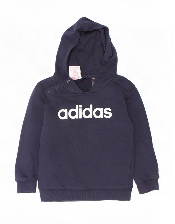 Suéter com capuz gráfico Adidas para meninos 18-24 meses algodão azul marinho