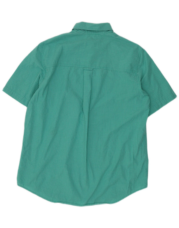 Camisa masculina de manga curta Chaps verde médio algodão guingão