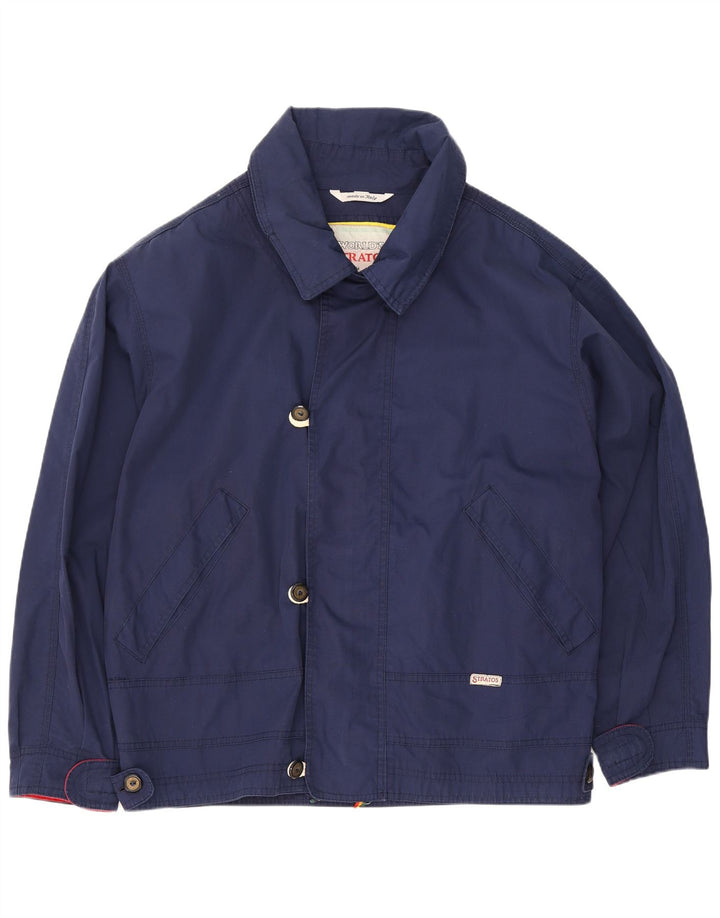 Jaqueta bomber masculina vintage UK 38 poliéster azul marinho médio