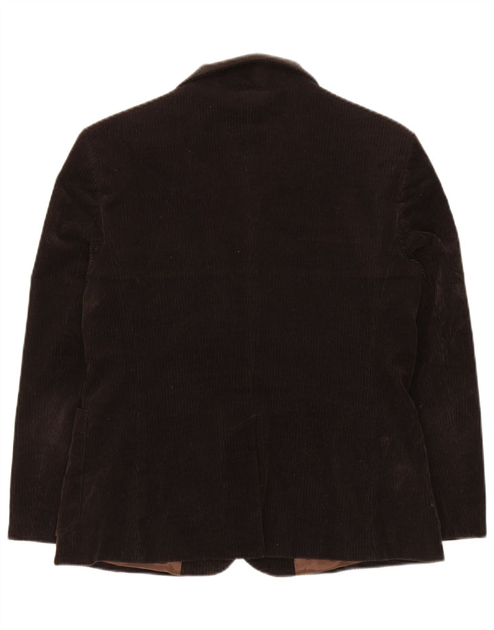 Jaqueta blazer feminina de veludo cotelê com 3 botões Benetton IT 46 grande algodão marrom