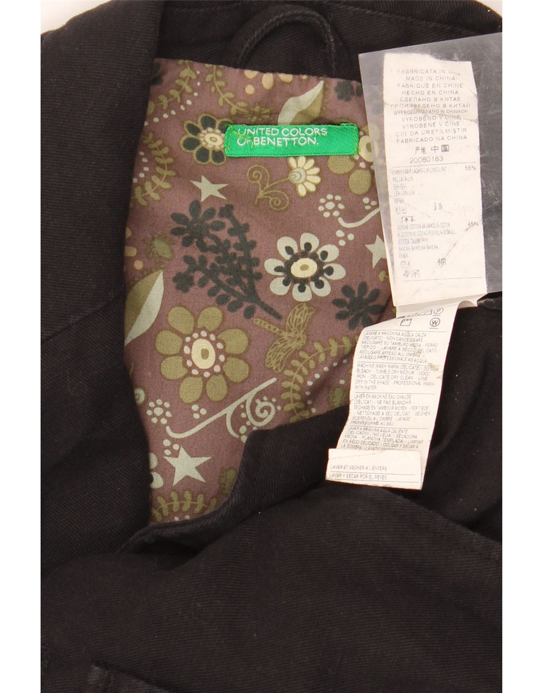 Jaqueta blazer masculina de 3 botões BENETTON IT 48 linho preto médio