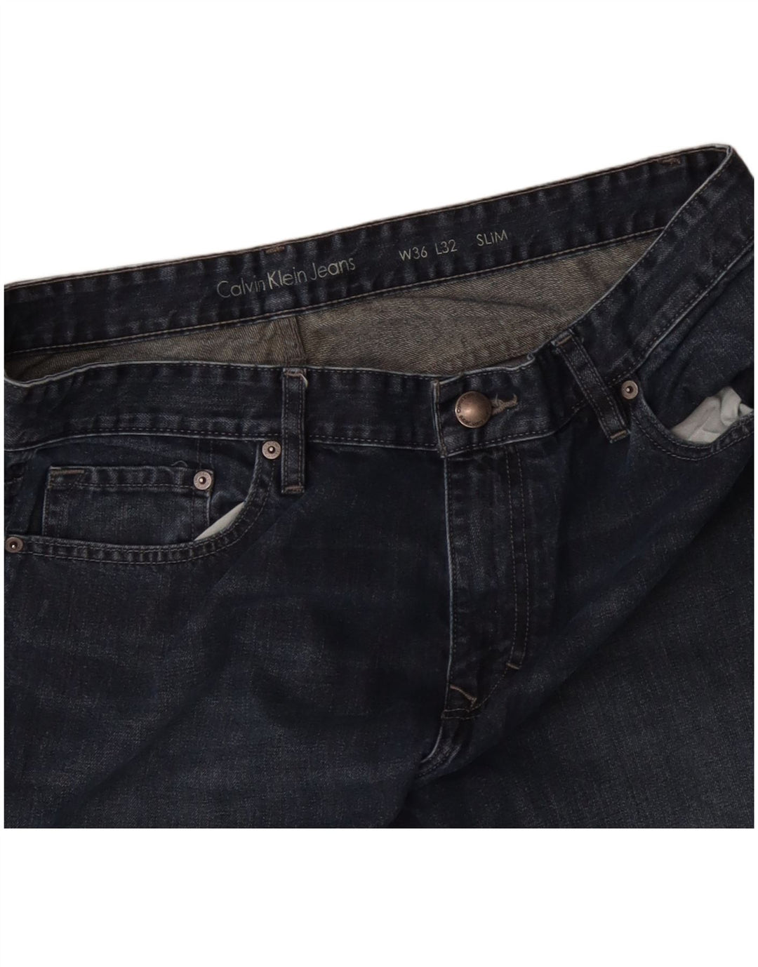 CALVIN KLEIN Calça jeans masculina slim W36 L32 algodão azul